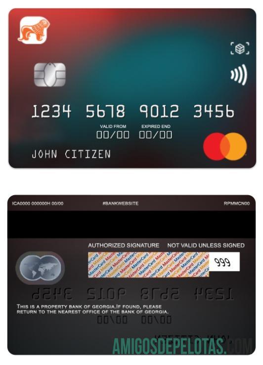 Cartão padrão Mastercard do Georgia Bank Of Georgia exemplo real